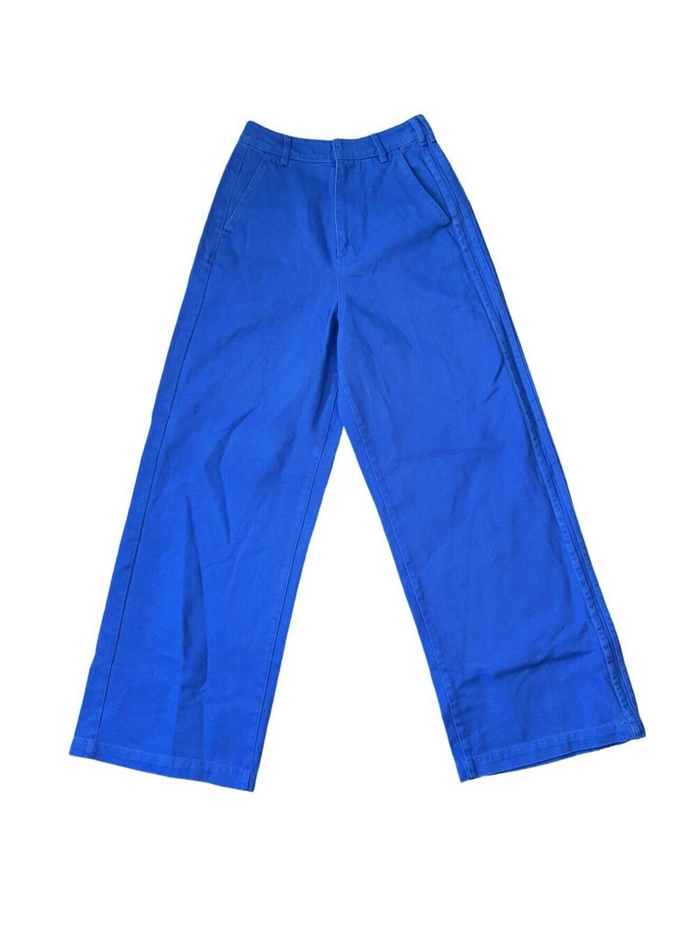 Adidas KSENIASCHNAIDER Blue Wide Leg Baggy Denim Pants Jeans Women’s Size 25”